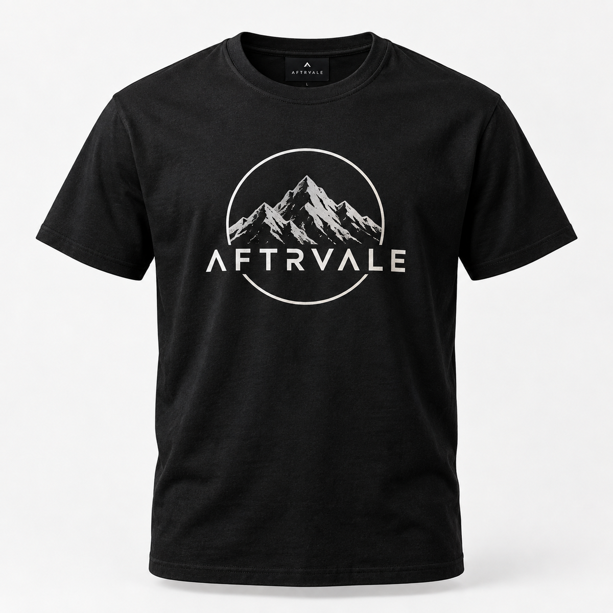 AFTRVALE Bergkam heren T-shirt in zwart met bergprint