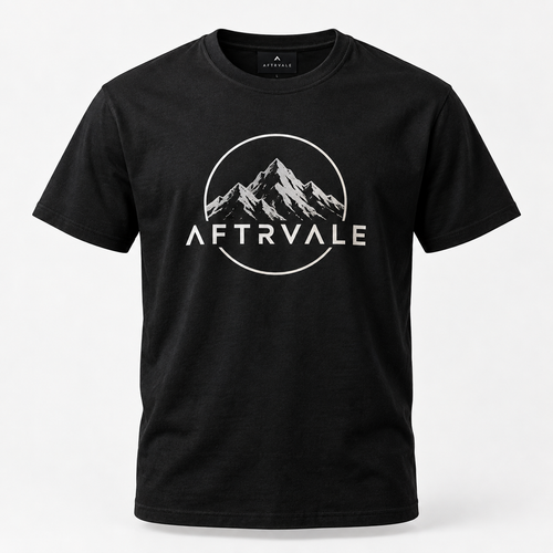 AFTRVALE Bergkam heren T-shirt in zwart met bergprint