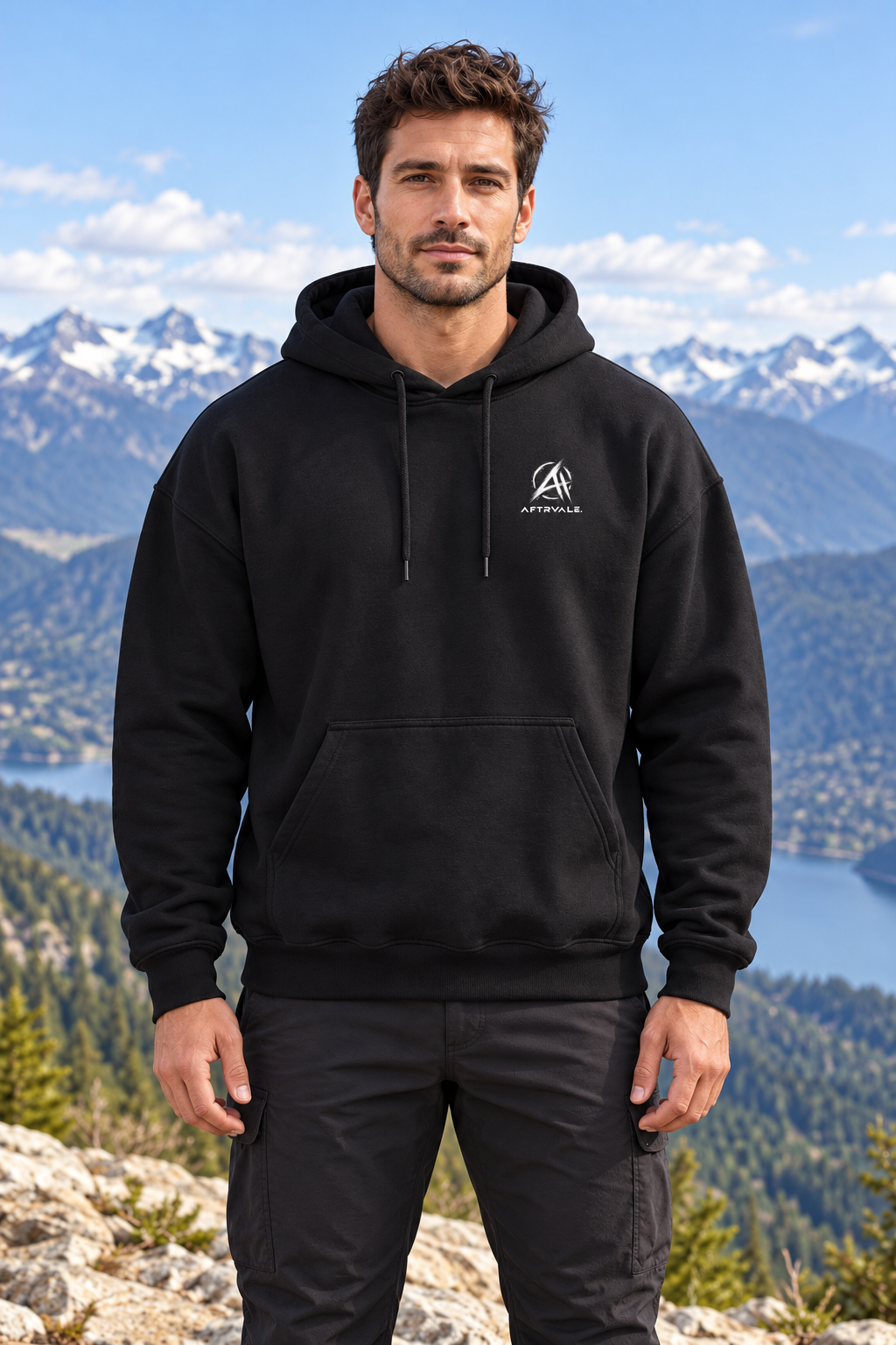 AFTRVALE Beyond Hoodie met Print op model — voorkant