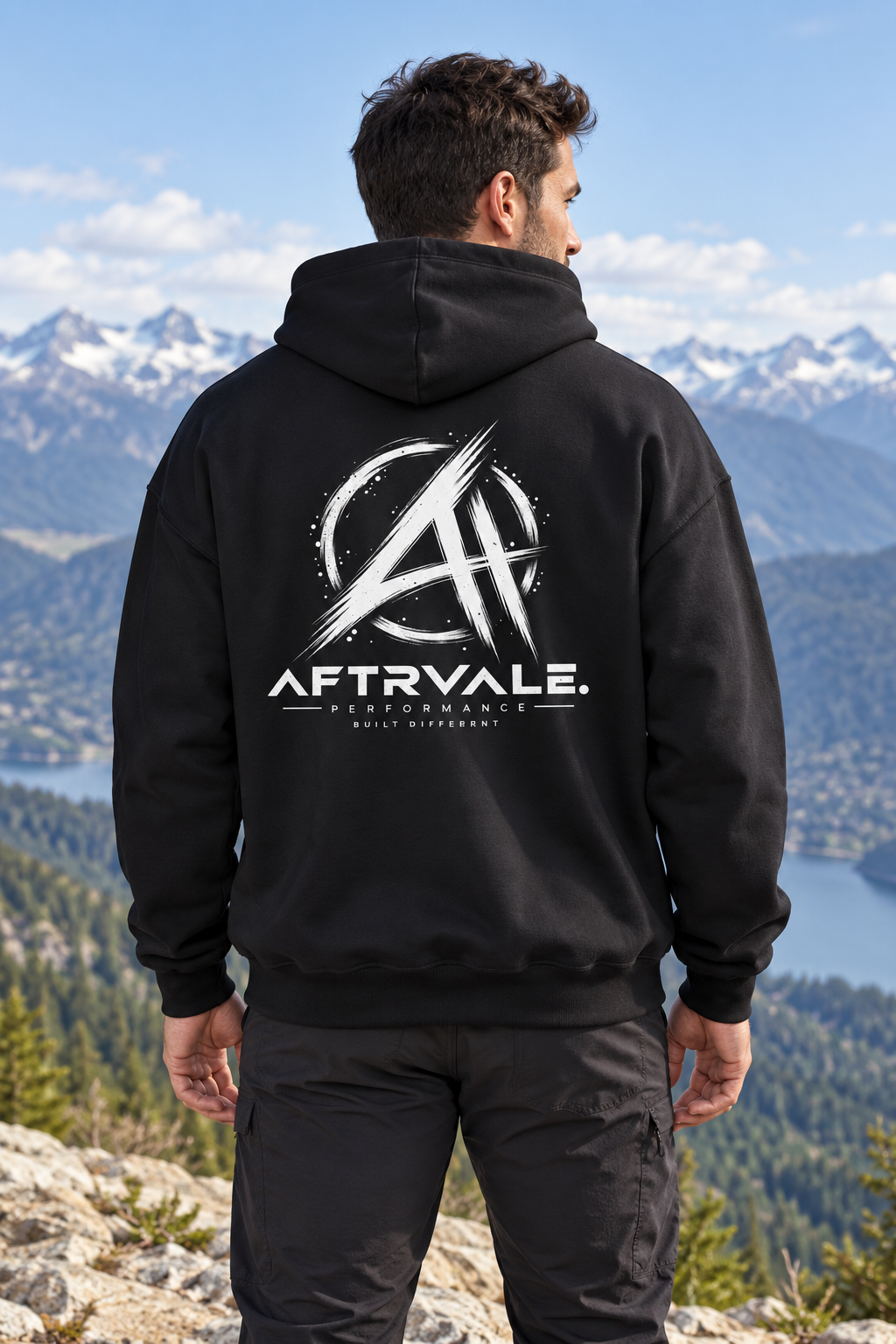 AFTRVALE Beyond Hoodie met Print op model