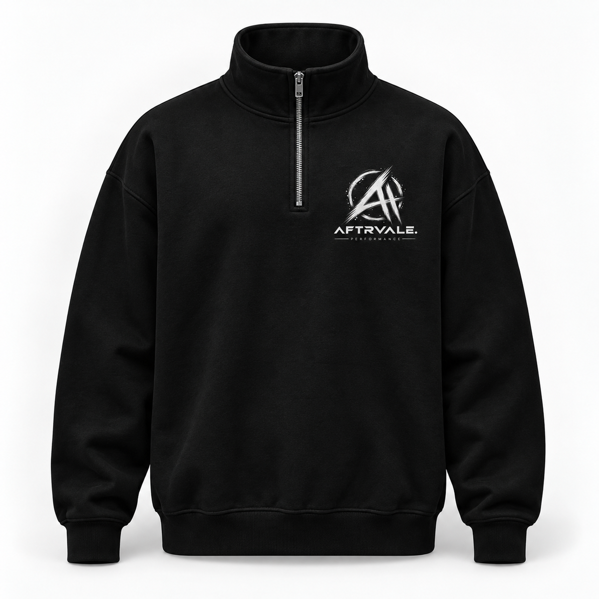 AFTRVALE Hoogtelijn zwarte halfzip sweater met logo