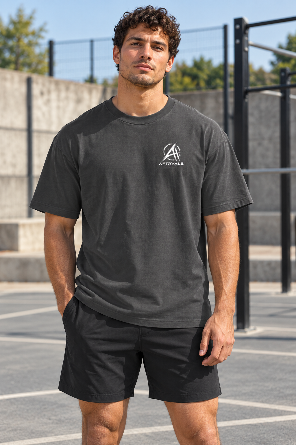 AFTRVALE Bergpad — Oversized T-shirt op model