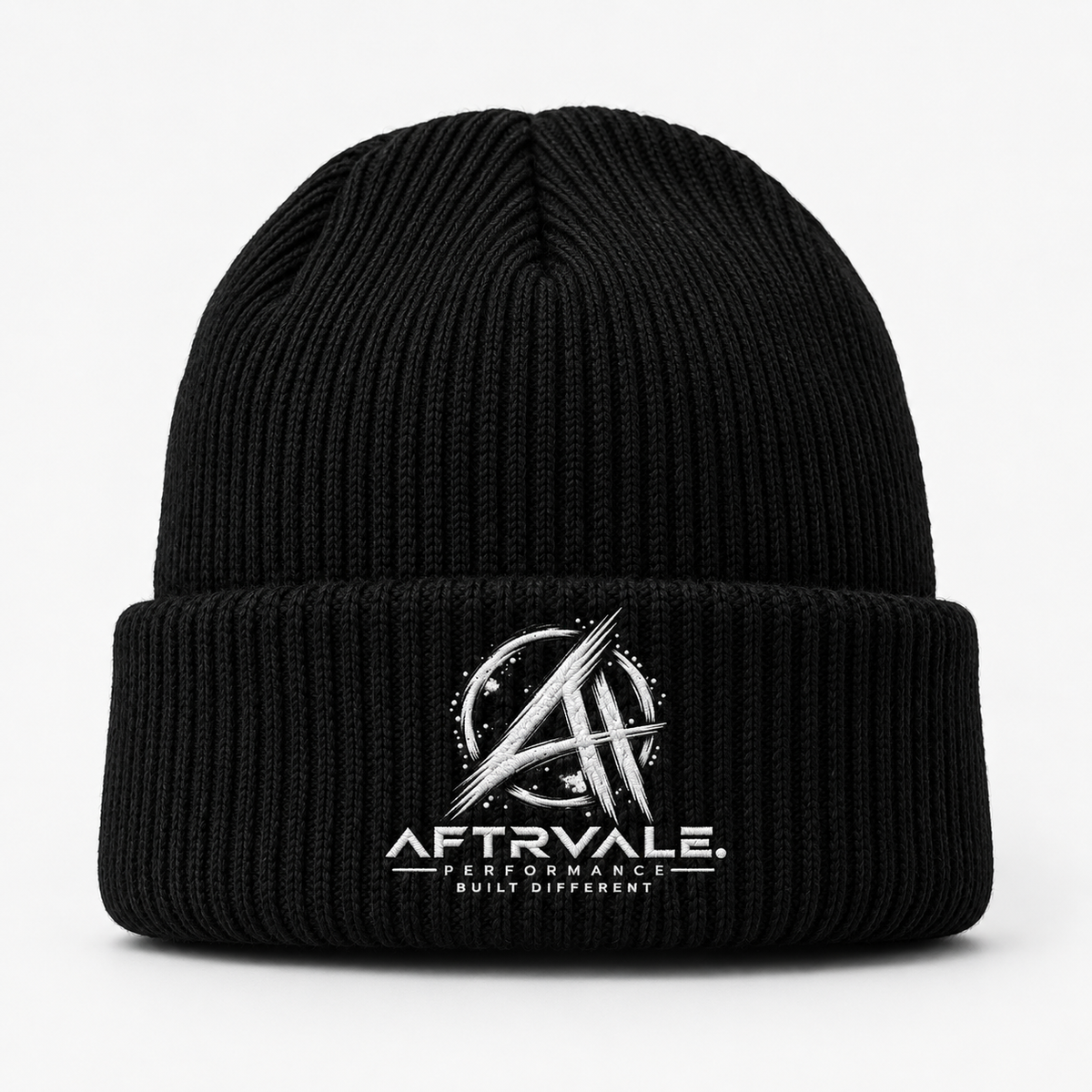 AFTRVALE Winterlijn zwarte gebreide beanie met logo