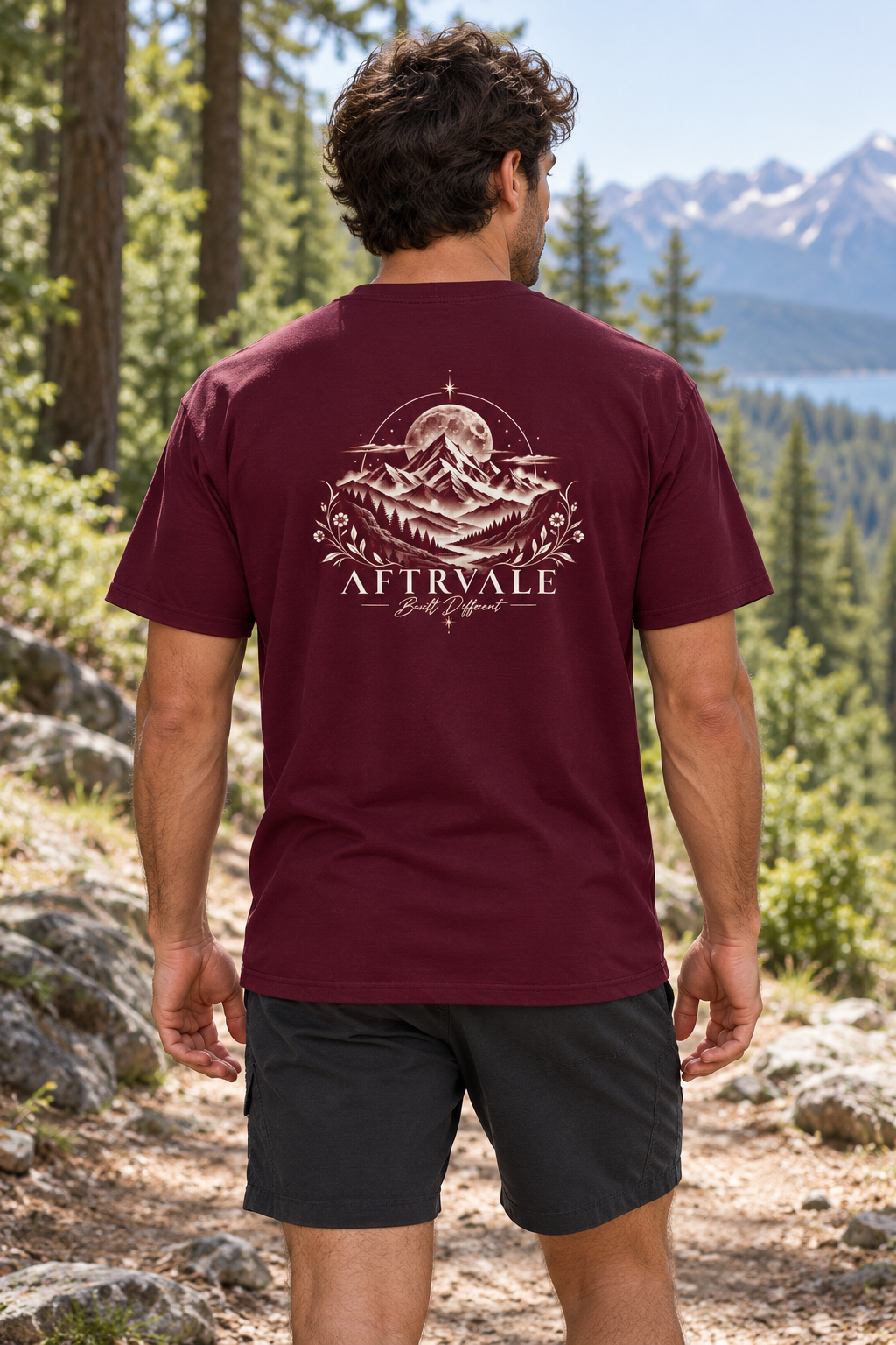 AFTRVALE Hoogte — Uniseks T-shirt op model